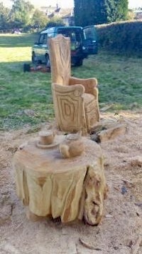 a chair made from a tree stump