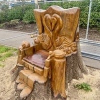 a chair made out of a tree stump